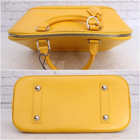 Louis Vuitton Alma PM Yellow Epi Satchel Leather Handbag Tote Purse A5470 - Picture 8 of 10